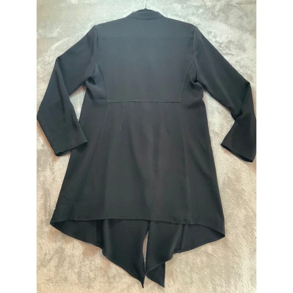 Premise Womens Black Open Front Waterfall Draped Cardigan Notched Collar Small - Picture 5 of 6